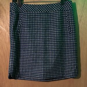Talbots Navy and Cream Checkered Mini Skirt